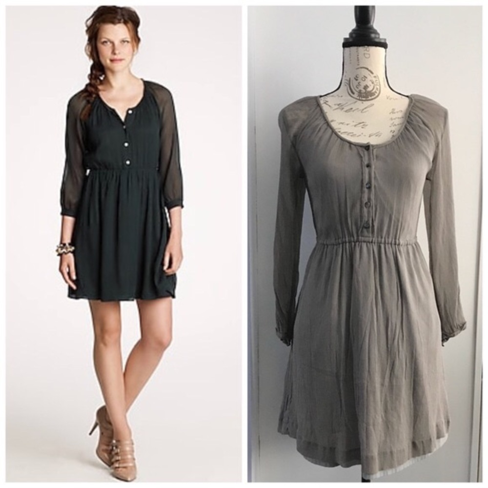 J. Crew Gray Silk Maisie Dress